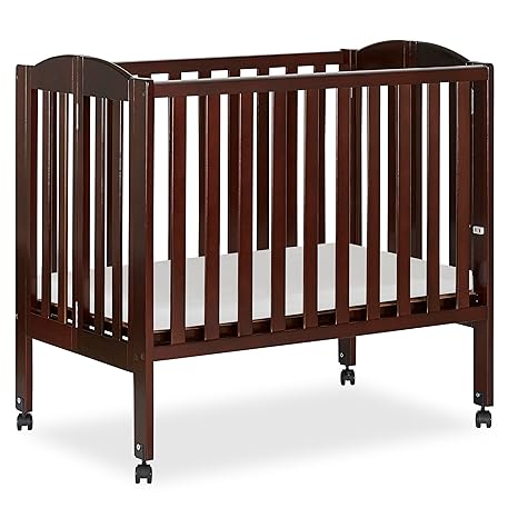 2-in-1 Portable Folding Stationary Side Crib in Dusty Pink, Greenguard Gold Certified