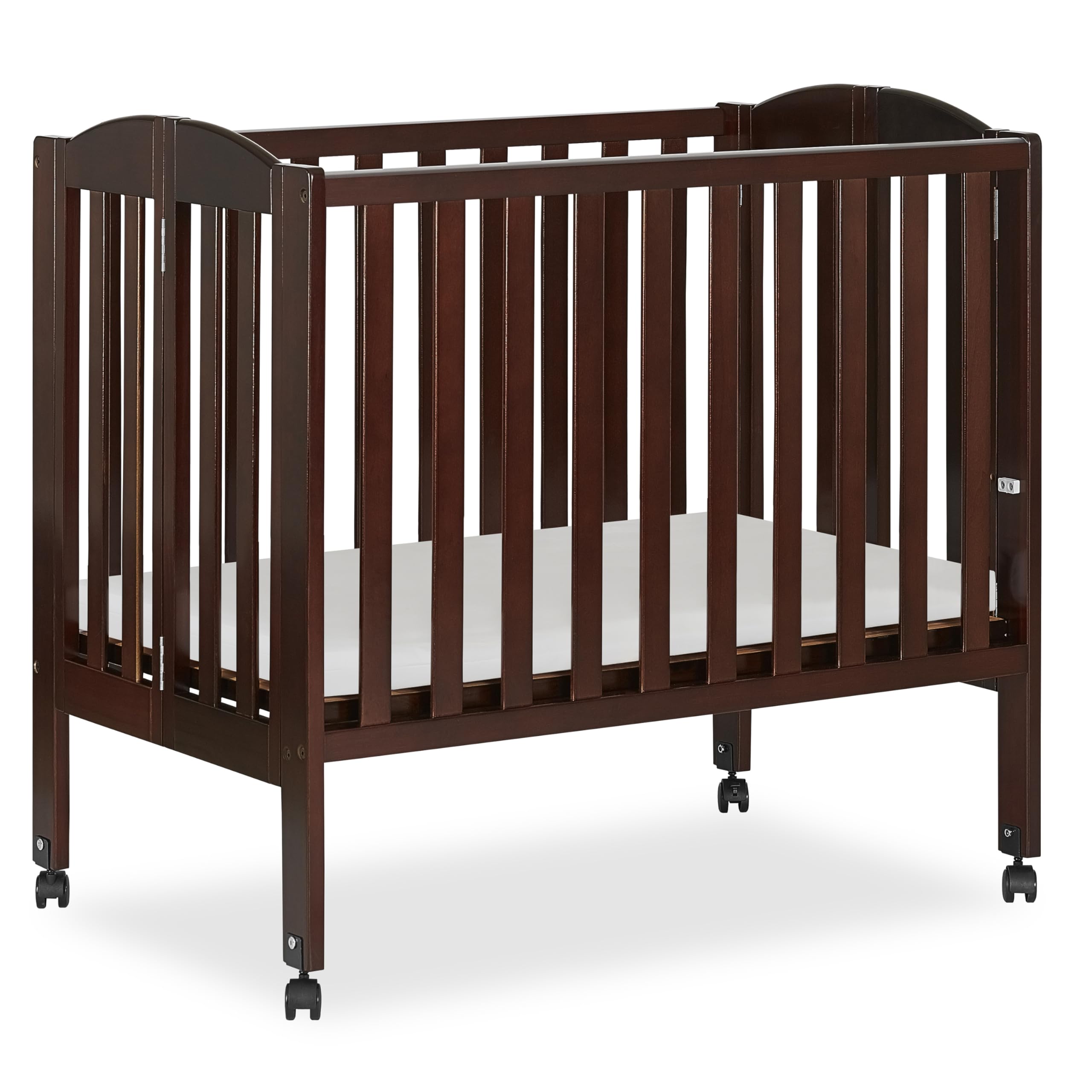 2 in 1 Portable Folding Stationary Side Crib in Espresso