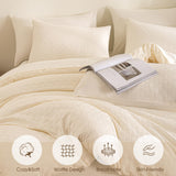 3PCS Waffle Comforter Sets,Soft Lightweight Breathable Microfiber Knitted