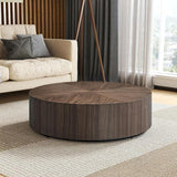 35.43 Inch Round Coffee Table, Drum Coffee Table for Living Room