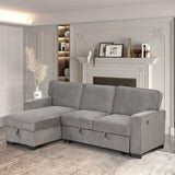 Convertible Sleeper Sofa 3 in 1, Chenille Modern L-Shaped Couches for