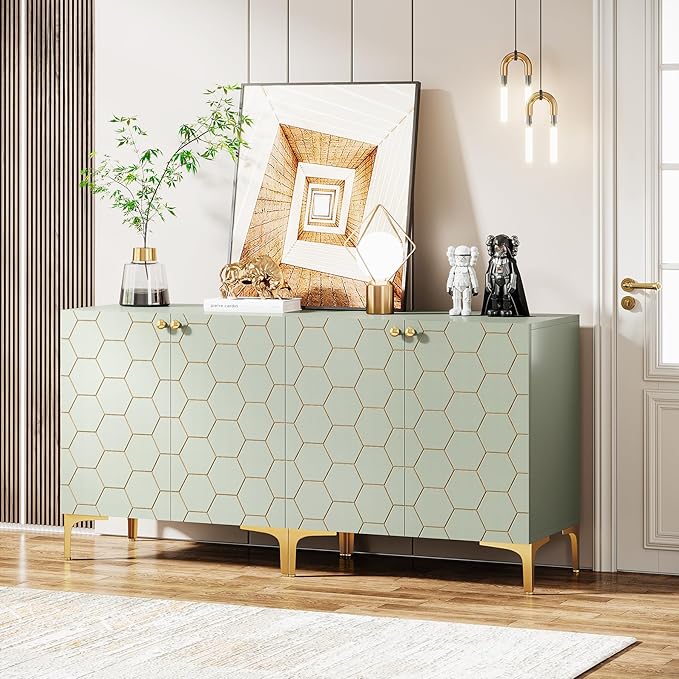 63" Modern Buffet Sideboard Set of 2, Buffet Storage Cabinet with Doors