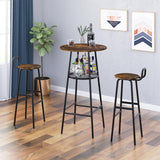 Set of 2 Barstools, Bar Chairs with Backrest and Footrest