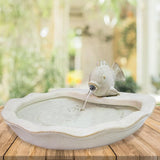 Glazed Ceramic Fish 7-Inch Outdoor Garden Fountain - Outdoor Tabletop Fountain for Patio