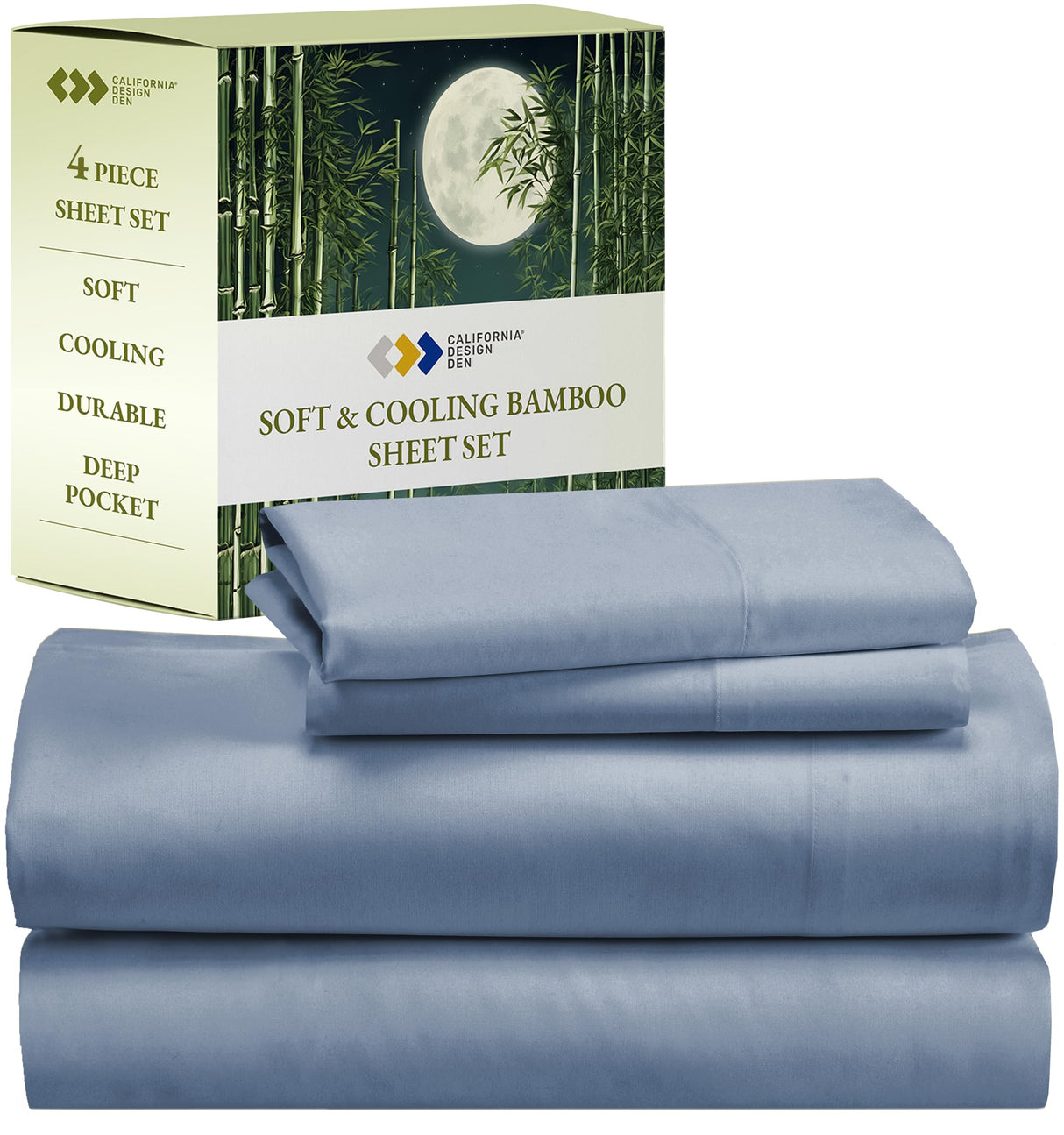 Rayon Bamboo sheets king size, Cooling Rayon from Bamboo Sheets King Size, Luxury 4 Piece Set with Fitted Deep