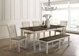 Fedele 2-Drawer Rectangular Wooden Dining Table in Weathered Oak and Cream