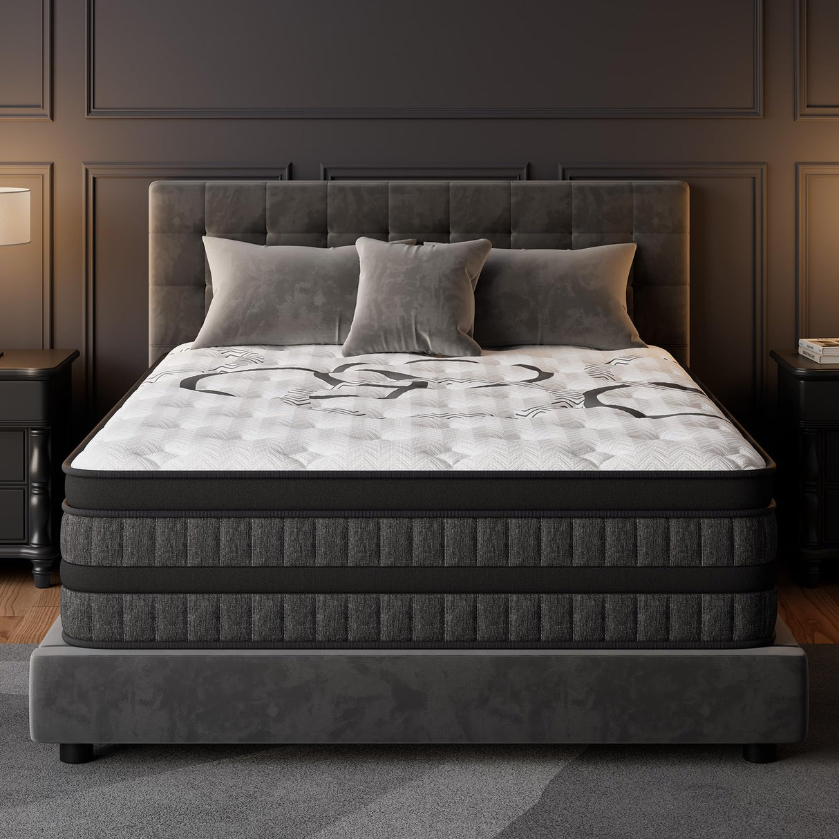 King Mattress 14 Inch Hybrid Mattresses Euro Top Medium Firm for Back & Lumbar Support