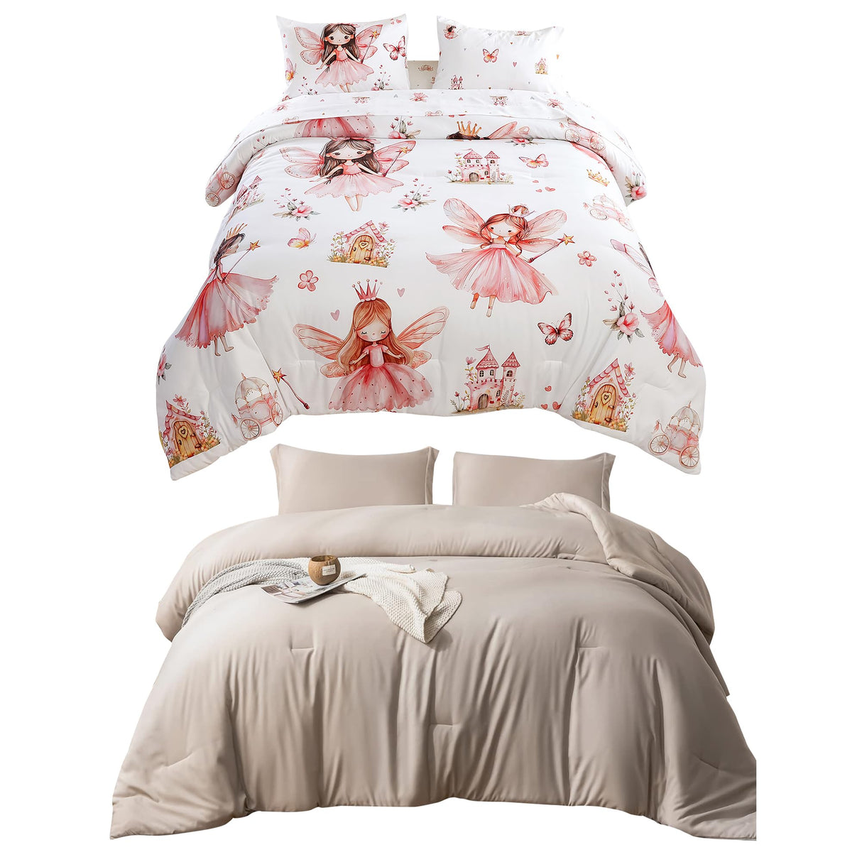 Queen Comforter Set 7 Pieces and 5 Pieces Twin Comforter Set for Girls