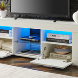 Modern White TV Stand for 32/50/55+ Inch TV, White Entertainment Center, TV Stands