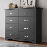 8 Drawer Dresser, Black Dresser for Bedroom, Modern Dresser Chest