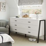 59" 6 Drawer Dresser for Bedroom, Wood Dressers & Chests of Drawers with Metal Frame,