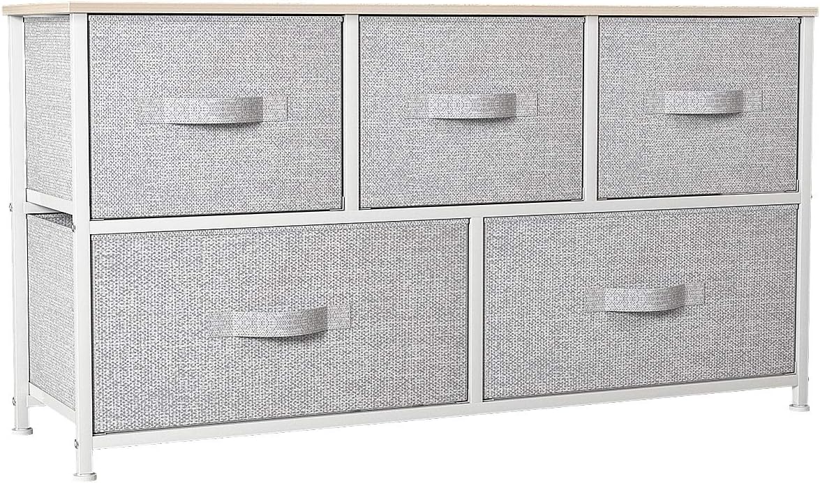 5 Drawer Dresser - Fabric Storage Tower, Organizer Unit for Bedroom, Living Room,