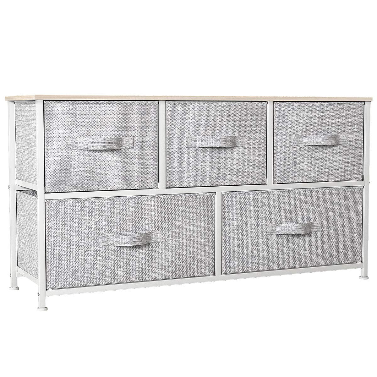 5 Drawer Dresser - Fabric Storage Tower, Organizer Unit for Bedroom, Living Room,