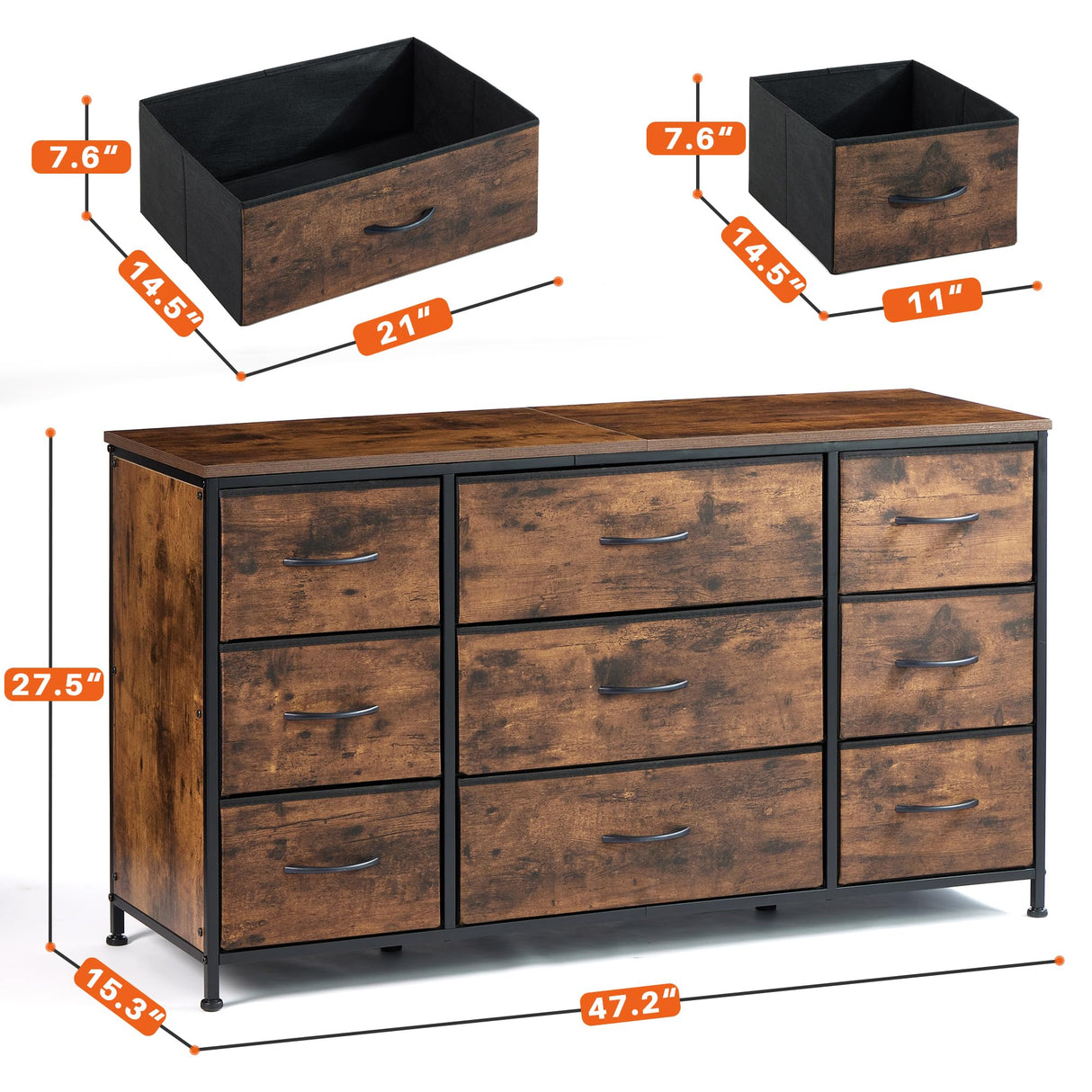 Dresser TV Stand with Drawers, Media Console Table for 60 '', TV Console