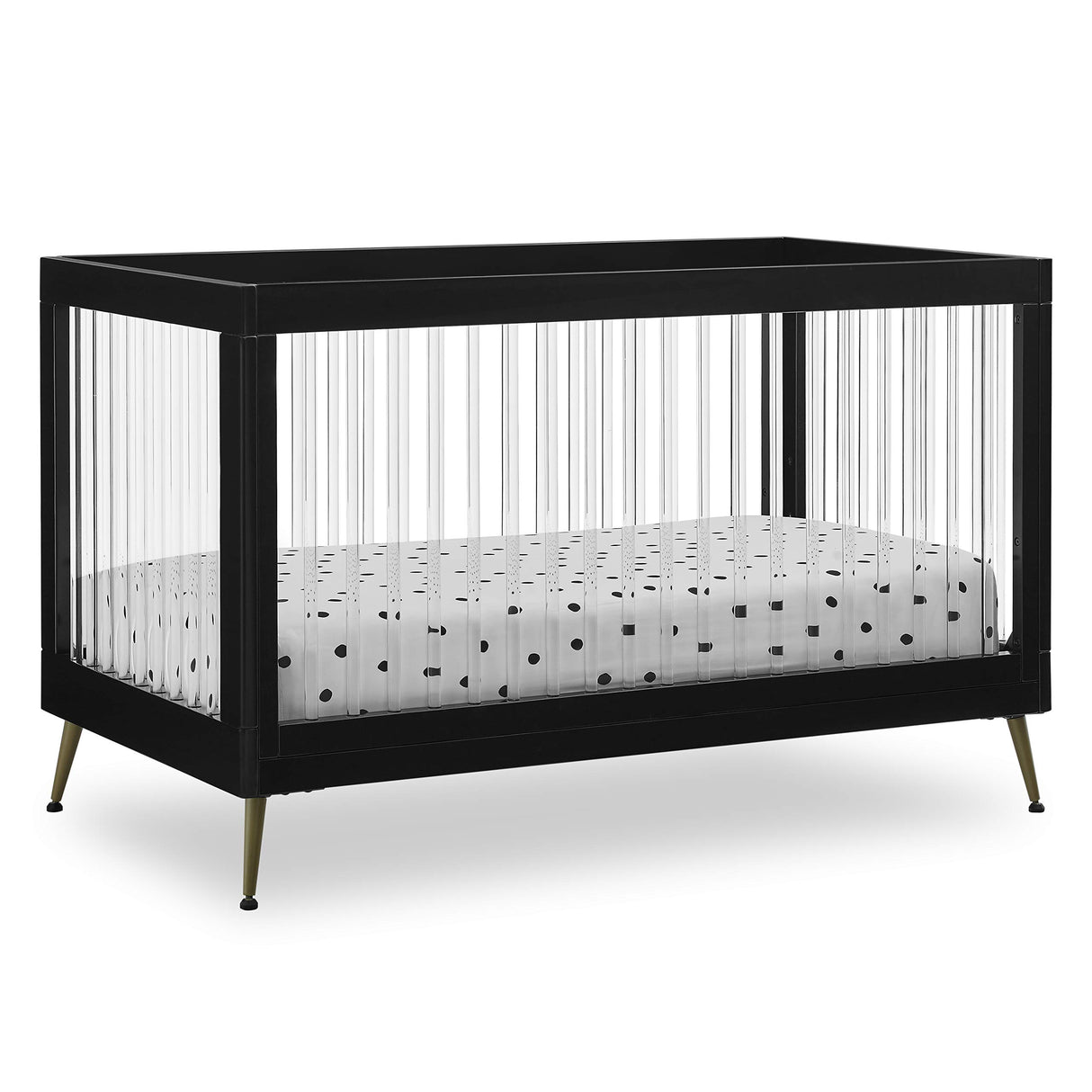 Sloane 4-in-1 Acrylic Convertible Crib - Includes Conversion Rails, Black w/Melted