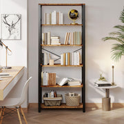Bookshelf, 31.5in Wide Shelf 6 Tier Bookcase, 110lbs/shelf Vintage Industrial Style Bookshelves