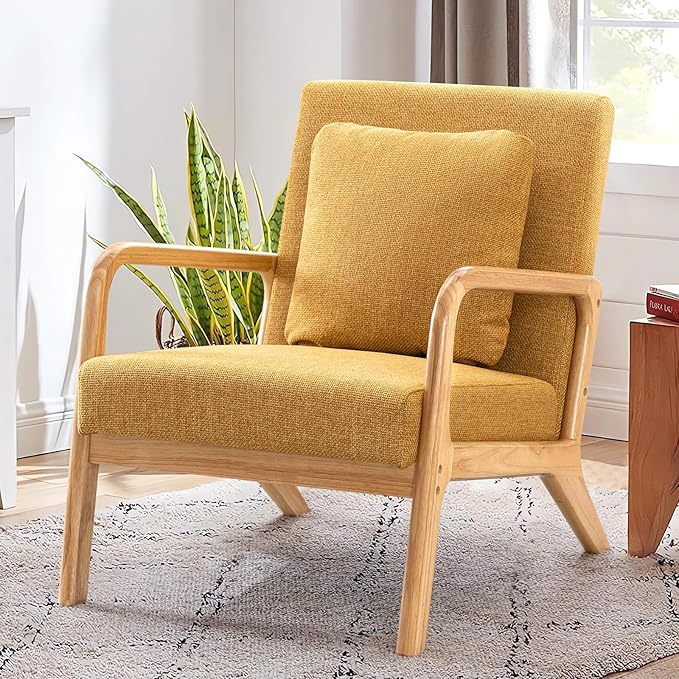 Mid-Century Modern Accent Chair,Fabric Lounge Boho Side Chair for Living Room