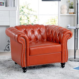 Chesterfield PU Leather Sofa, Upholstered PU Sofa with Tufted Back