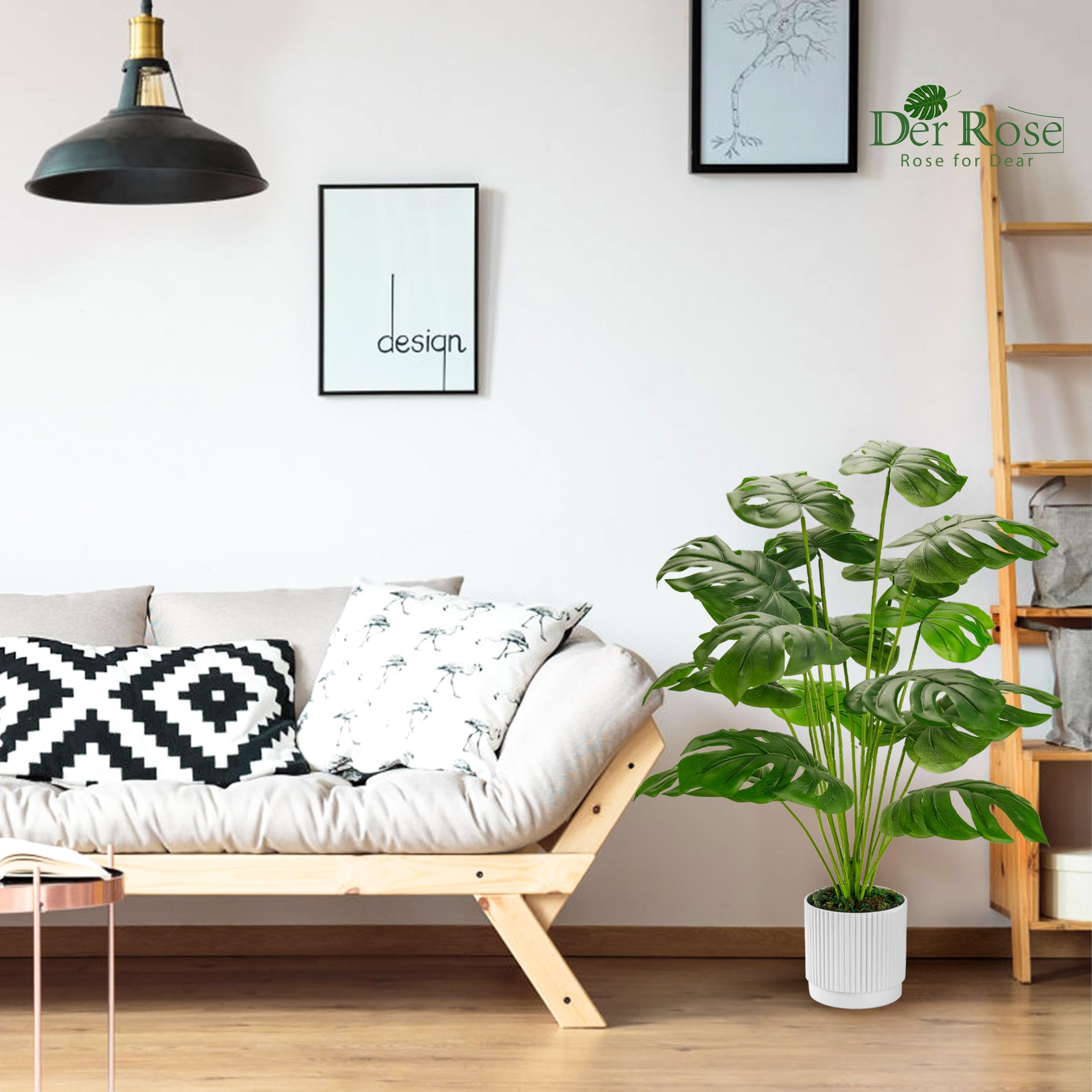 28" Fake Plants Large Artificial Monstera Faux Plants Indoor Tall for Outdoor Floor