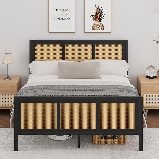 Boho Full Bed Frame with Headboard