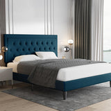 Full Size Bed Frame Upholstered Platform Bed with Adjustable Headboard, Button Tufted,