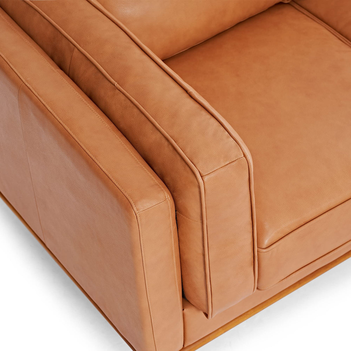 Sofa 88” - Pure Full Italian Nappa Leather Couch, Solid Wood Accent