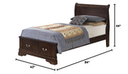 Glory Furniture Storage Bed, Twin, Cappuccino, 4 boxes