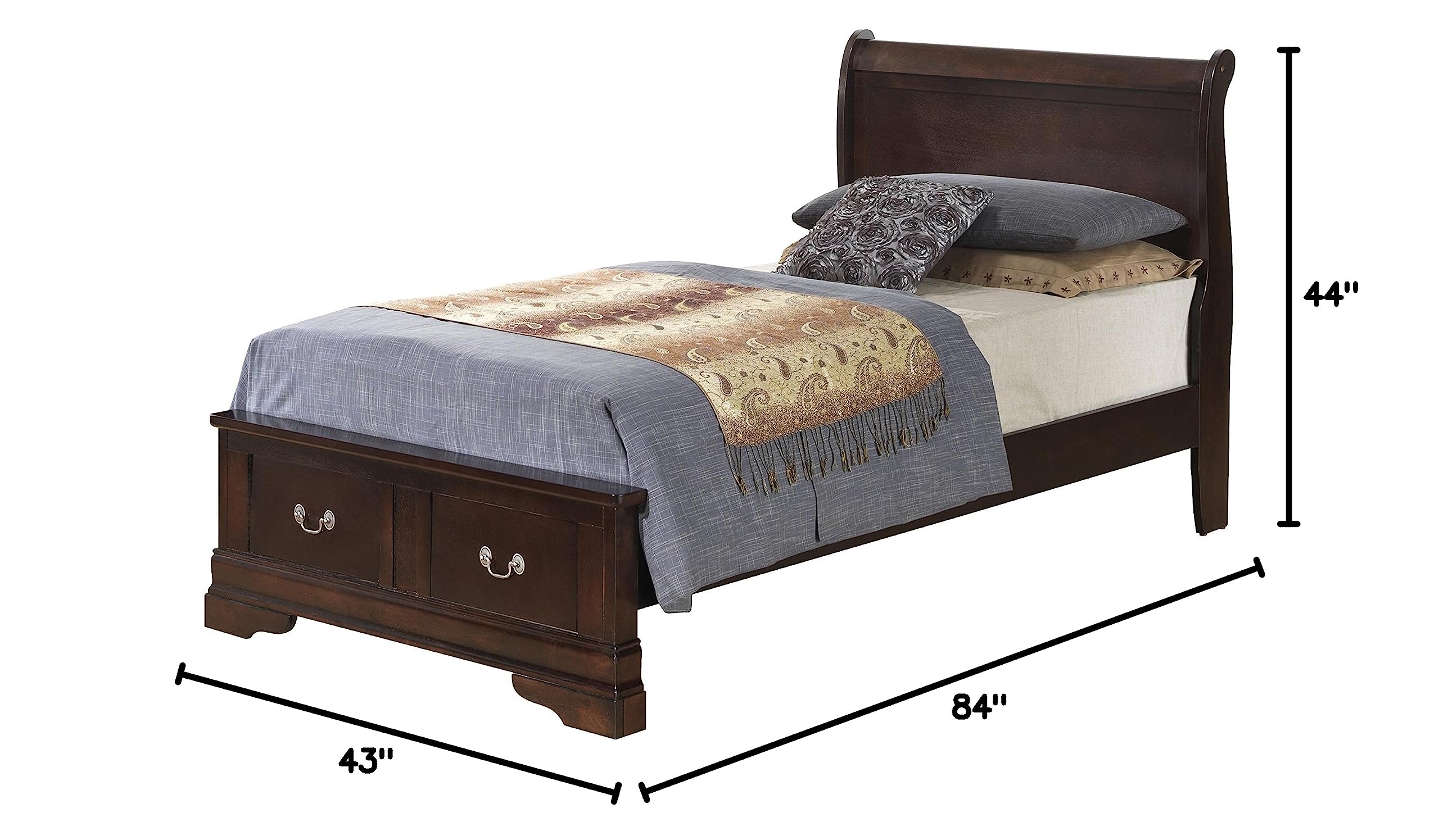 Glory Furniture Storage Bed, Twin, Cappuccino, 4 boxes
