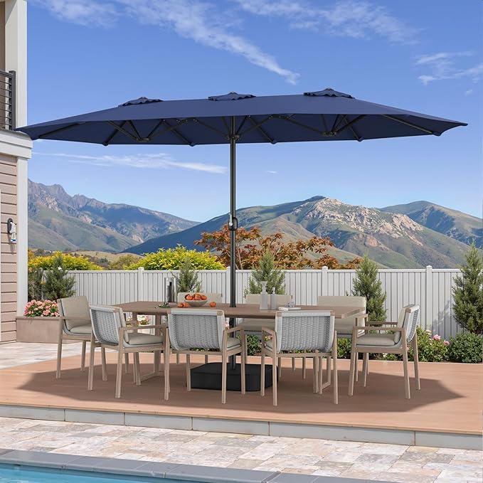 15ft Patio Umbrella with Base Included, Extra Large Shade Area