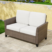 Harbor Retreat Outdoor Sofa, 2 Seat Rattan Loveseat Sofa with Cushions