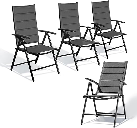 Outdoor Patio Dining Set with 8 Folding Portable Chairs and 1 Rectangle