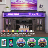 LED Farmhouse TV Stand for TV up to 65" w/Outlets,