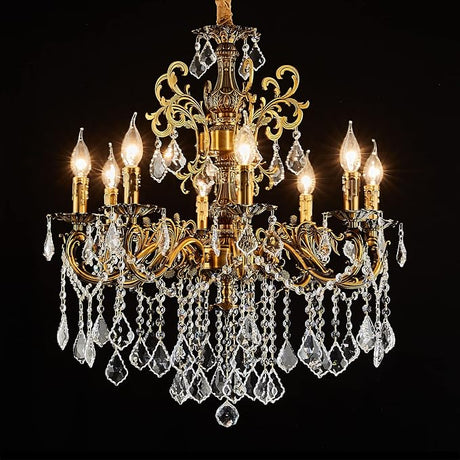 15 Light Classic Vintage Crystal Candle Chandeliers for Living Room Dining Room Foyer