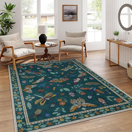 Insect Print Area Rugs 8x10, Non Slip Washable Rugs for Living Room 8x10 Rug, Soft Modern Bedroom Rug 8x10 Under Bed Ultra