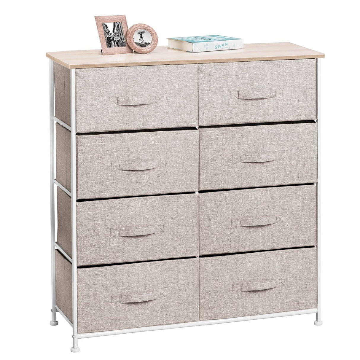 38.31" High Steel Frame/Wood Top Storage Dresser Furniture Unit