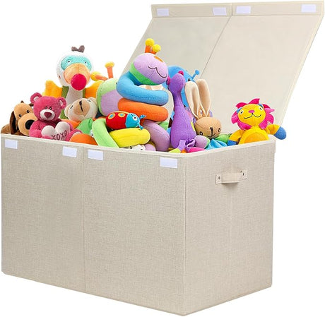 Toy Chest Box with Lid, Foldable Toy Storage Organizer Bin Boxes with Removable Divider