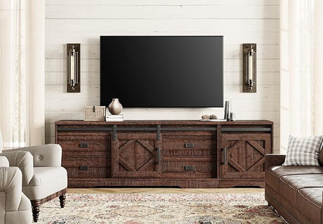 Modern Farmhouse 2 in 1 TV Stand for up to 85" TVs Wood Entertainment Center