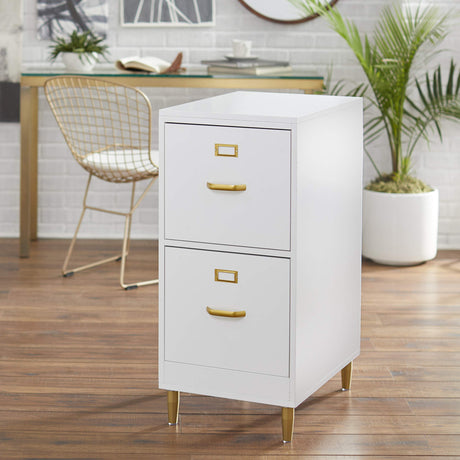 Dixie Mid Century Modern 2-Drawer Home Office Filing Cabinet, White