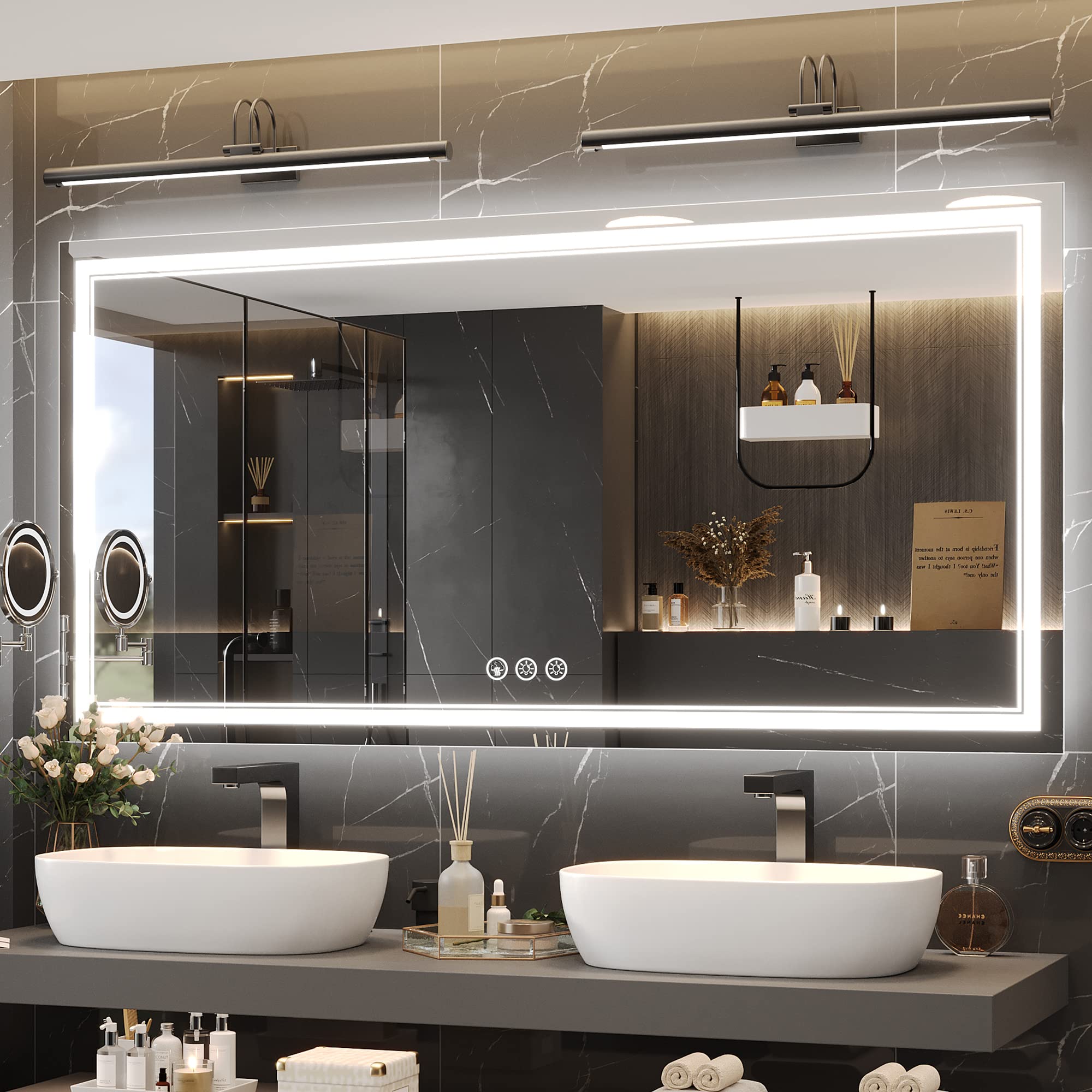 Led Mirror for Bathroom with Front Light and Backlit