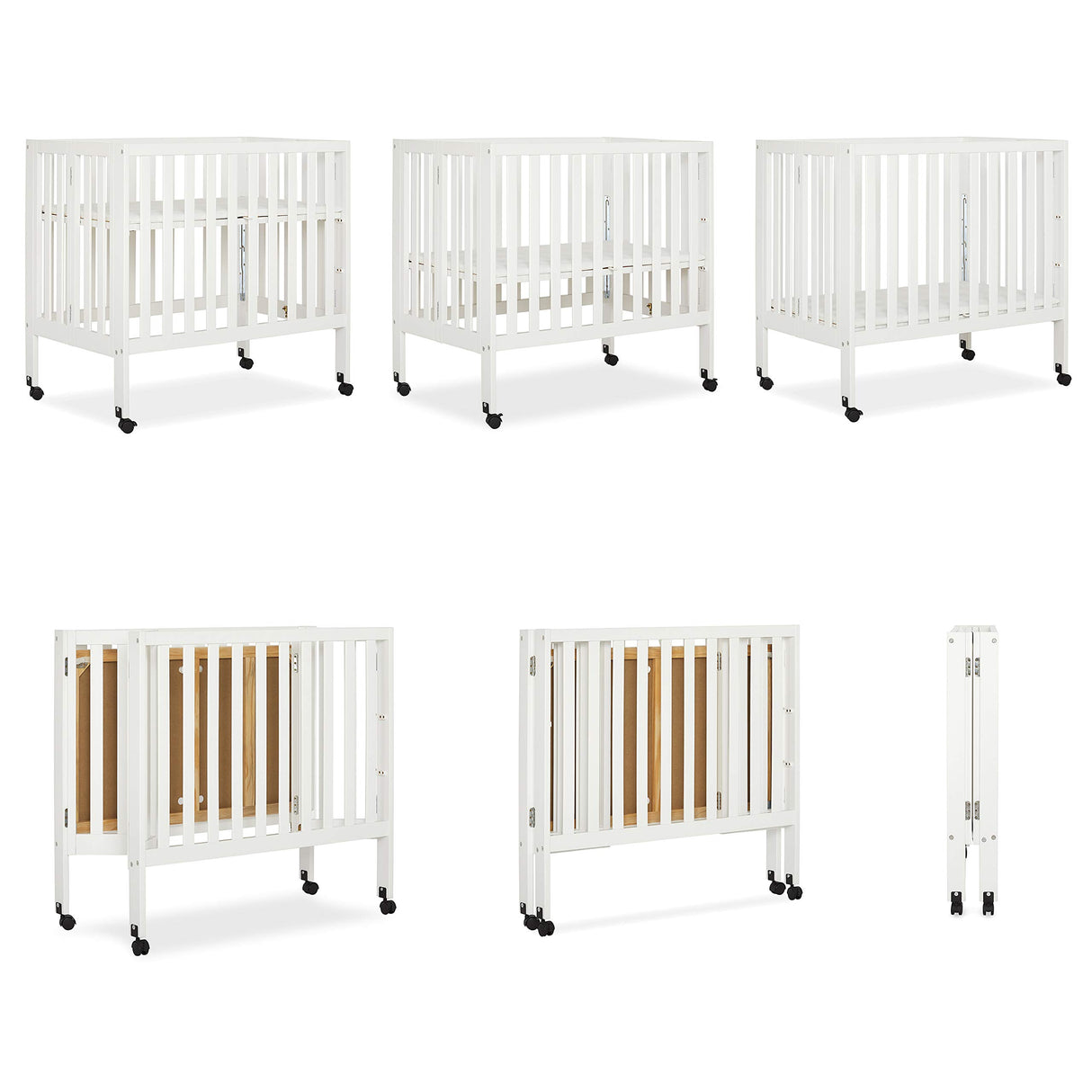 Jett Non-Full Size Folding Convertible Crib, Lightweight Portable Crib, Three Adjustable