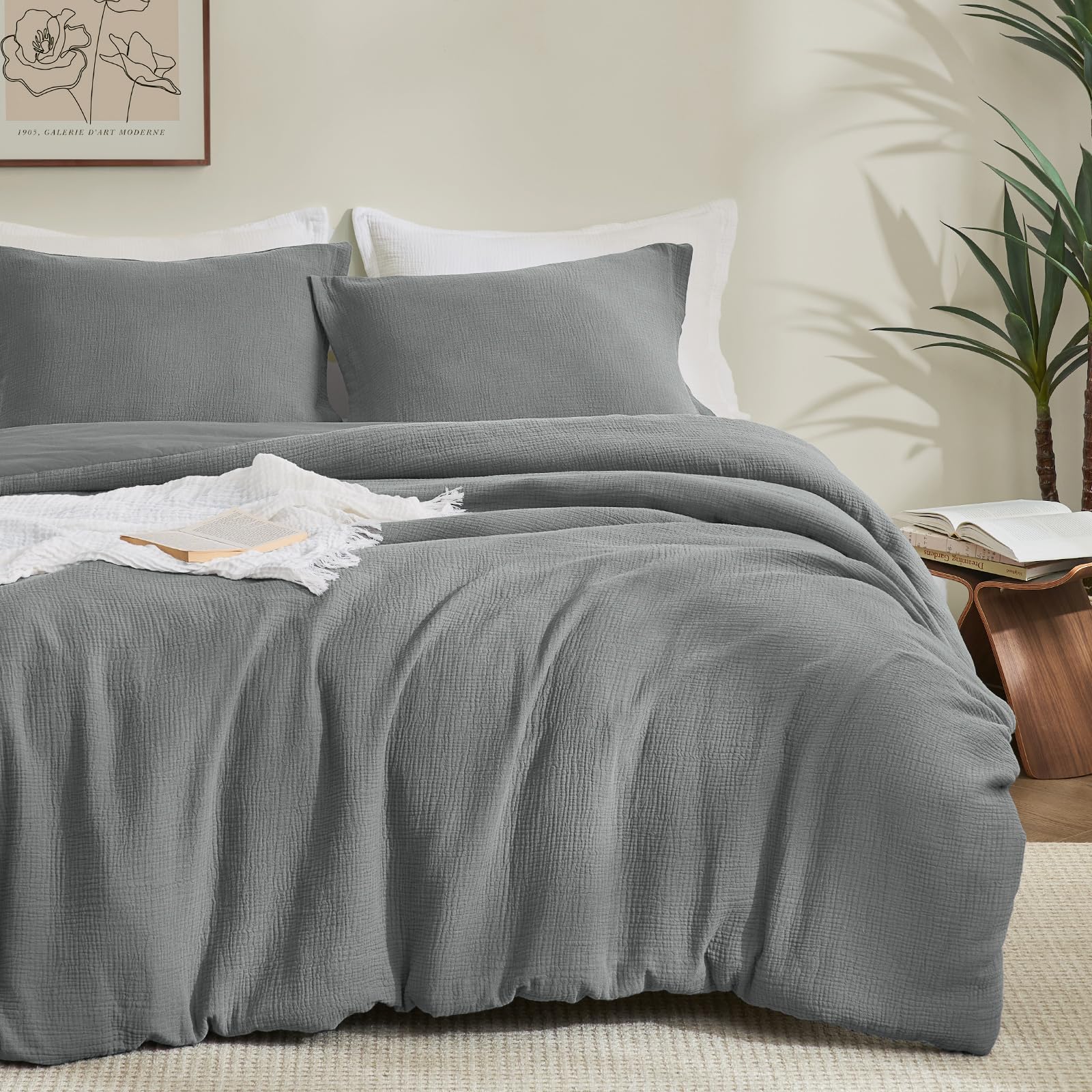 Cotton Muslin Comforter Set King Size - Ultra Soft & Breathable 3-Piece Bedding