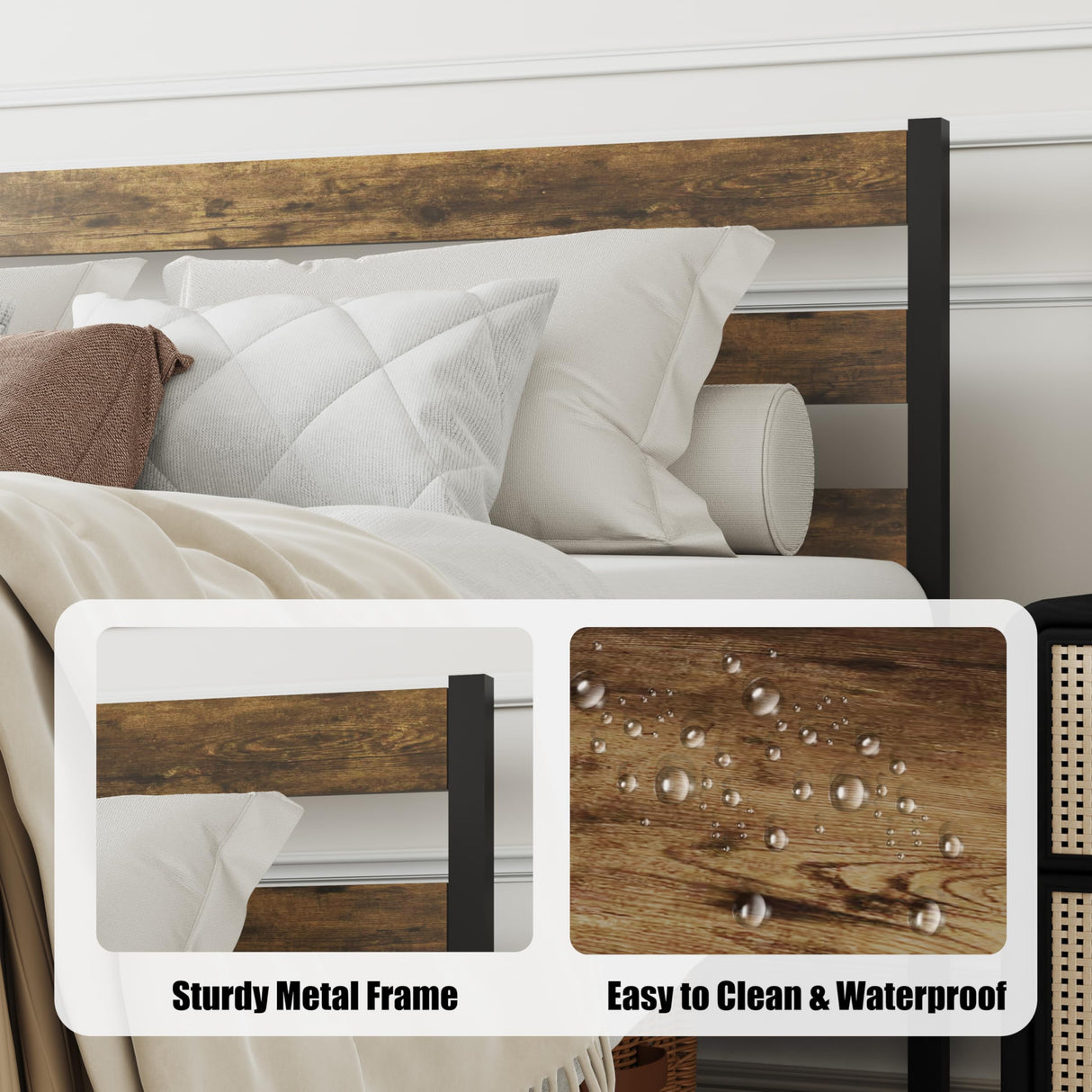 Full Size Metal Platform Bed Frame with LED Headboard