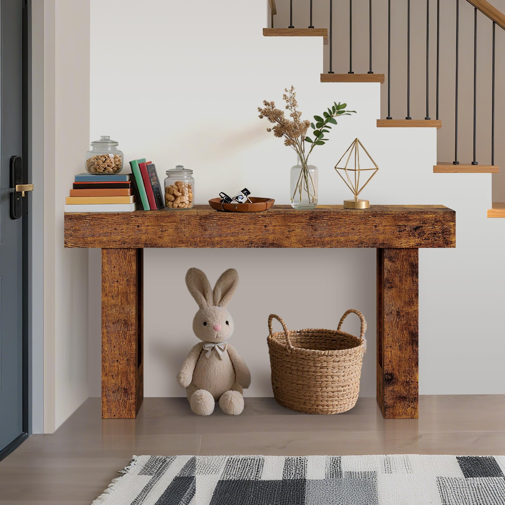 63-Inch Rustic Console Table for Entryway