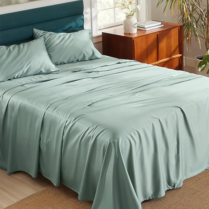 Cotton Sheet Set - Cooling Bed Sheets King, Silky Soft and Breathable Eucalyptus