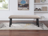 Home Furnishings Callen Bench with Antique Bronze Nailhead Trim, Antique Grey Frame