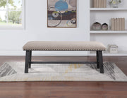 Home Furnishings Callen Bench with Antique Bronze Nailhead Trim, Antique Grey Frame