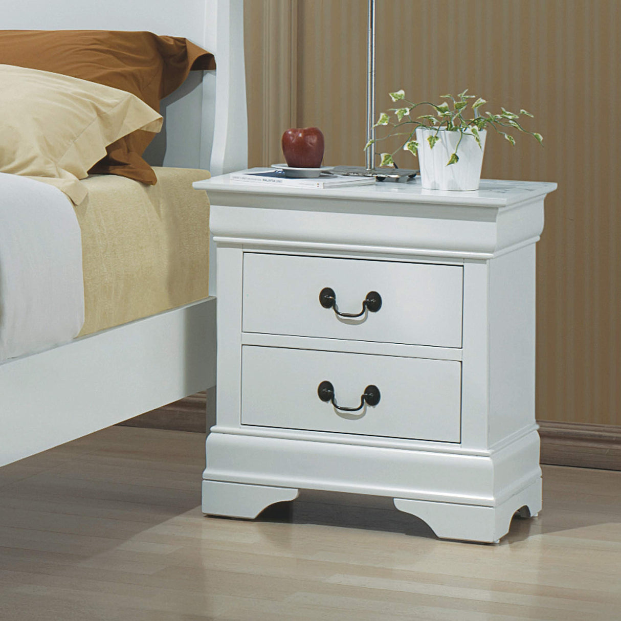 Louis Philippe 2-Drawer Nightstand White 204692