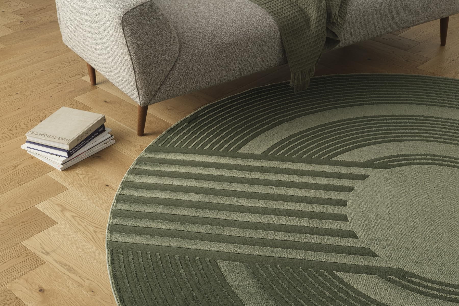 Revival Rugs Maru 8'x8' Washable Area Rug for Living Room Bedroom - 100% Recycled Oeko-TEX Certified, Medium Pile, Green