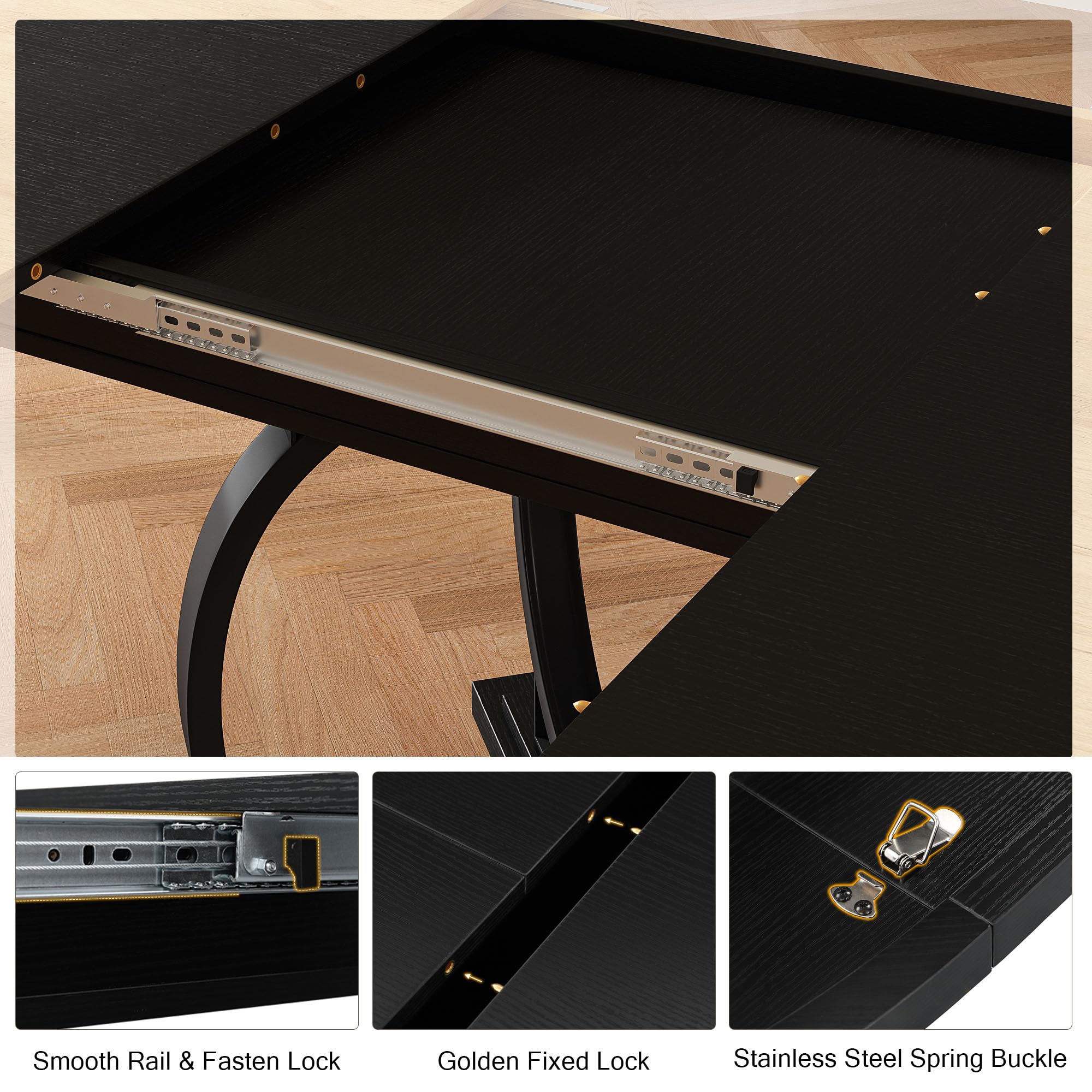 59" Round Extendable Dining Table for 4-6 People