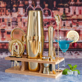 11-Pcs Cocktail Shaker Set Gold,Bartending Kit Stainless Steel Shakers 25oz Bar